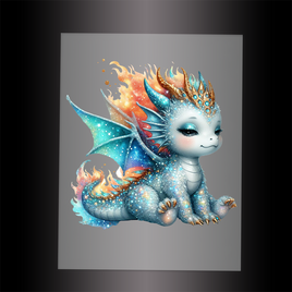 (DTF-GLIT292) GLITTER BABY DRAGON - Garment Transfer