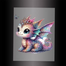 (DTF-GLIT295) GLITTER BABY DRAGON - Garment Transfer