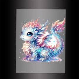 (DTF-GLIT296) GLITTER BABY DRAGON - Garment Transfer