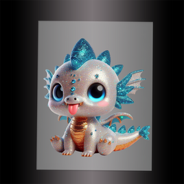 (DTF-GLIT297) GLITTER BABY DRAGON - Garment Transfer