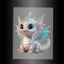 (DTF-GLIT298) GLITTER BABY DRAGON - Garment Transfer