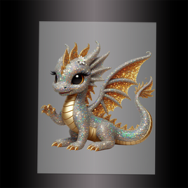 (DTF-GLIT299) GLITTER BABY DRAGON - Garment Transfer