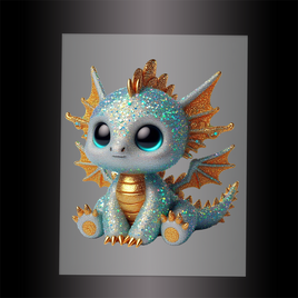 (DTF-GLIT300) GLITTER BABY DRAGON - Garment Transfer