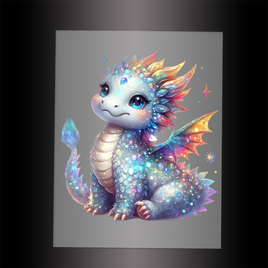 (DTF-GLIT301) GLITTER BABY DRAGON - Garment Transfer