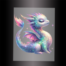 (DTF-GLIT302) GLITTER BABY DRAGON - Garment Transfer