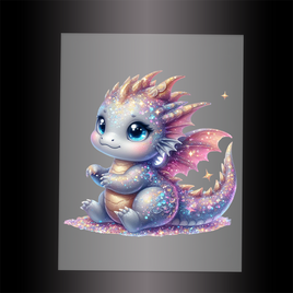 (DTF-GLIT307) GLITTER BABY DRAGON - Garment Transfer