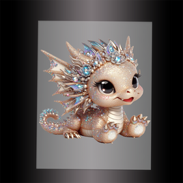 (DTF-GLIT308) GLITTER BABY DRAGON - Garment Transfer