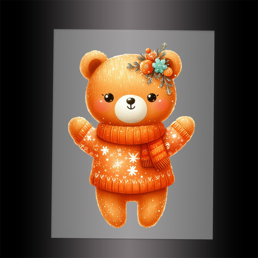 (DTF-GLIT354) GLITTER BEAR - Garment Transfer