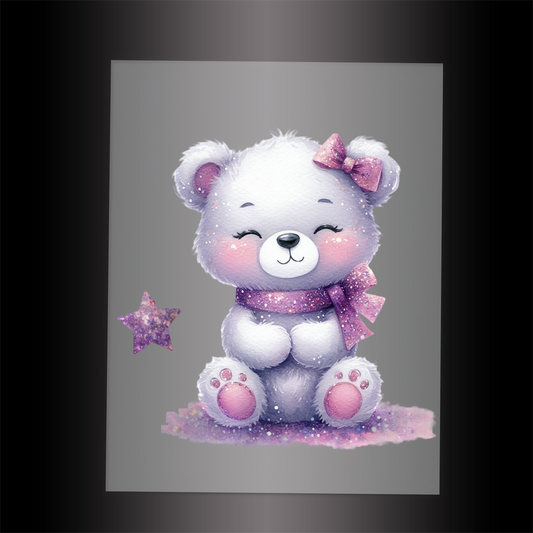 (DTF-GLIT356) GLITTER BEAR - Garment Transfer
