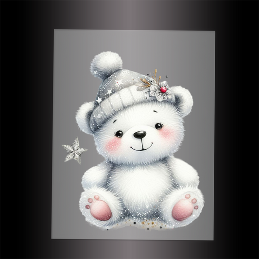 (DTF-GLIT358) GLITTER BEAR - Garment Transfer