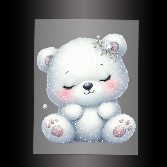 (DTF-GLIT365) GLITTER BEAR - Garment Transfer