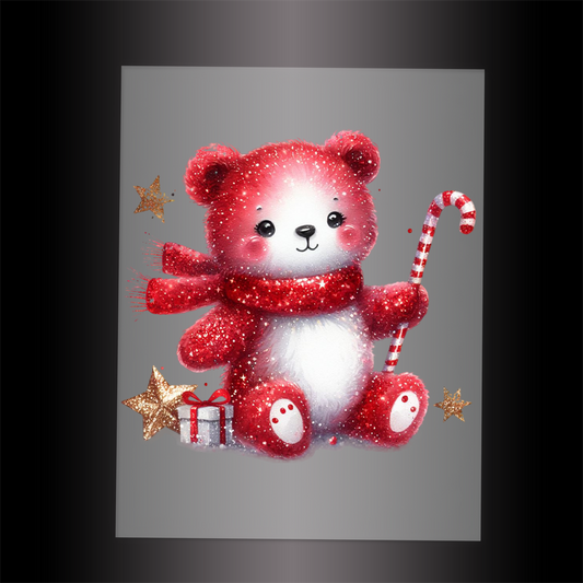 (DTF-GLIT369) GLITTER BEAR - Garment Transfer