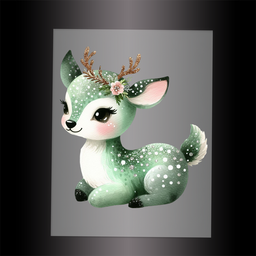 (DTF-GLIT400) GLITTER DEER - Garment Transfer