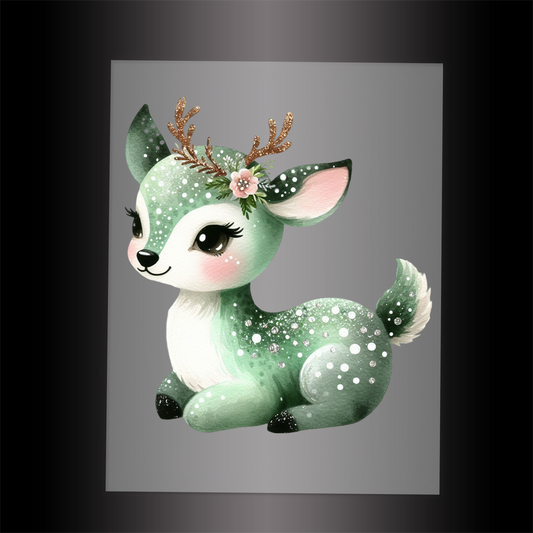 (DTF-GLIT400) GLITTER DEER - Garment Transfer