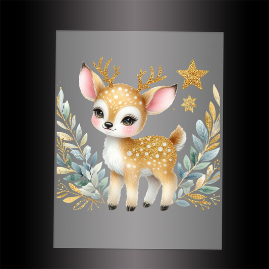 (DTF-GLIT401) GLITTER DEER - Garment Transfer
