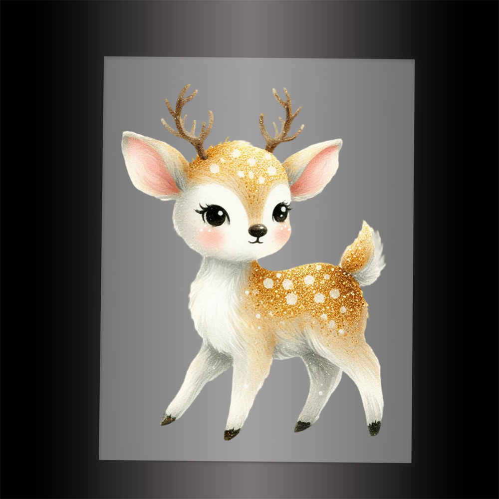 (DTF-GLIT402) GLITTER DEER - Garment Transfer