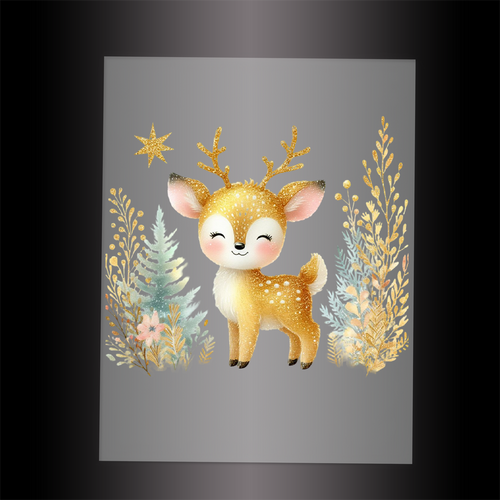 (DTF-GLIT403) GLITTER DEER - Garment Transfer