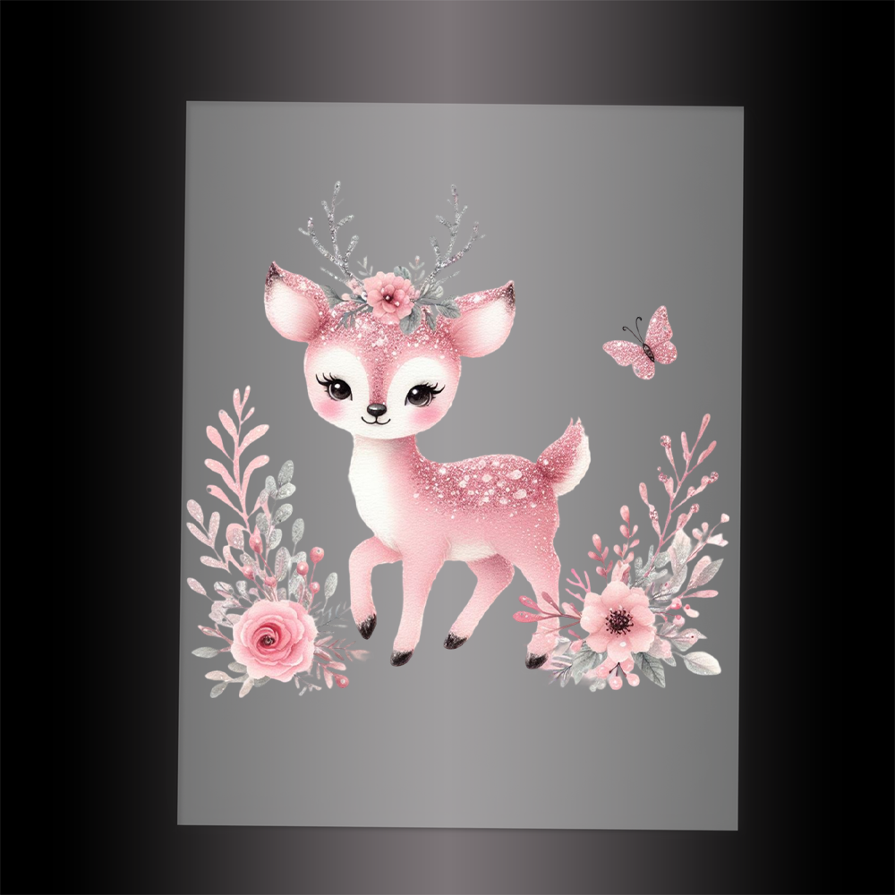 (DTF-GLIT408) GLITTER DEER - Garment Transfer