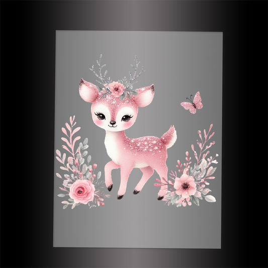 (DTF-GLIT408) GLITTER DEER - Garment Transfer