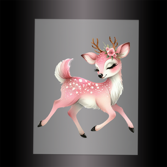 (DTF-GLIT410) GLITTER DEER - Garment Transfer