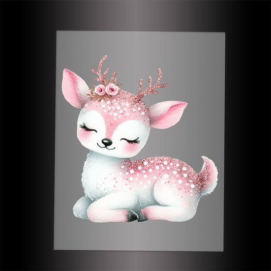 (DTF-GLIT411) GLITTER DEER - Garment Transfer