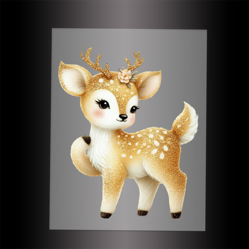 (DTF-GLIT412) GLITTER DEER - Garment Transfer