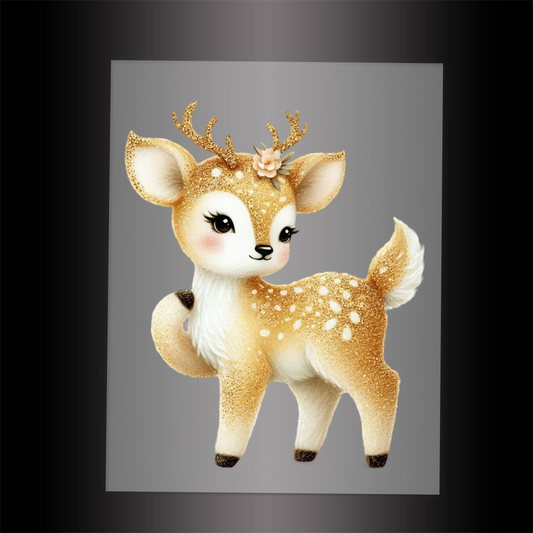 (DTF-GLIT412) GLITTER DEER - Garment Transfer