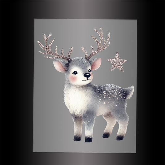 (DTF-GLIT421) GLITTER DEER - Garment Transfer