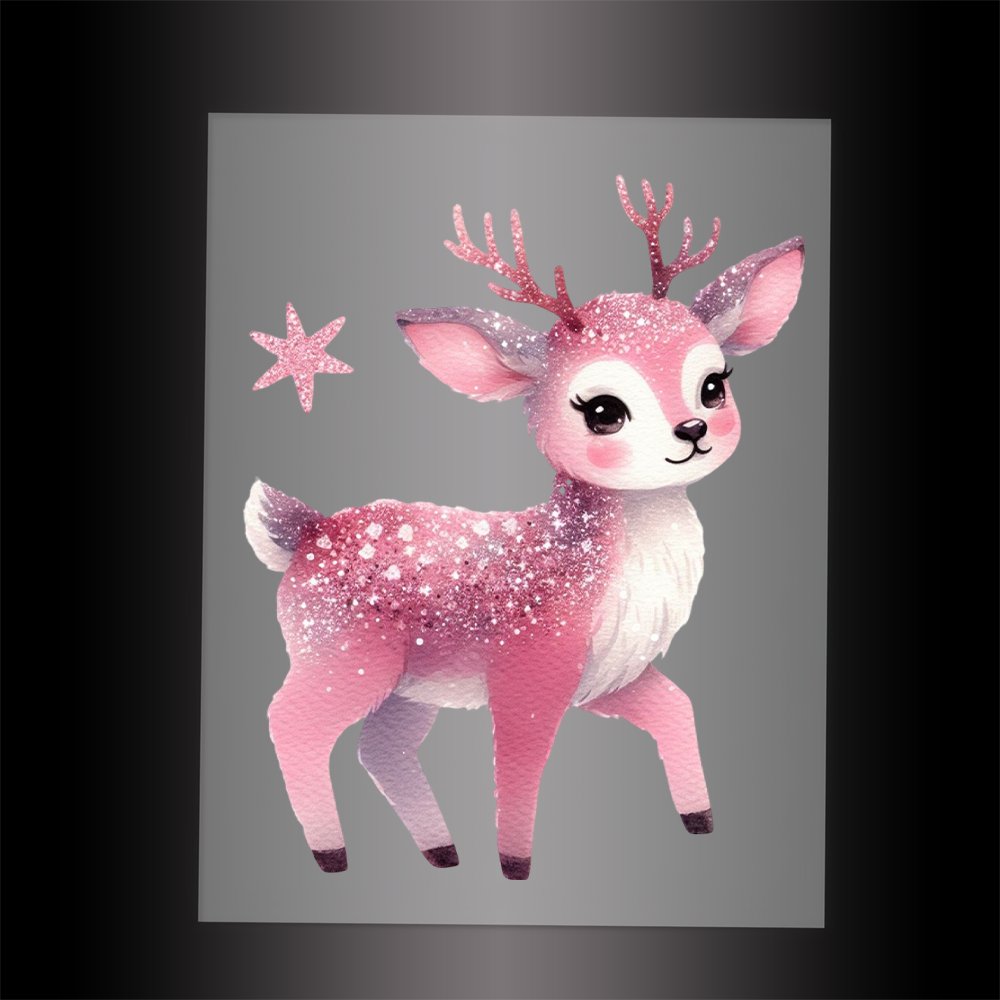 (DTF-GLIT422) GLITTER DEER - Garment Transfer