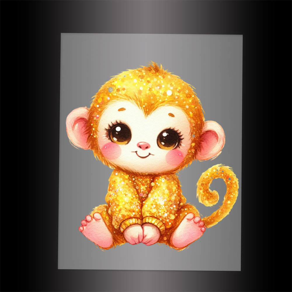 (DTF-GLIT500) GLITTER MONKEY - Garment Transfer