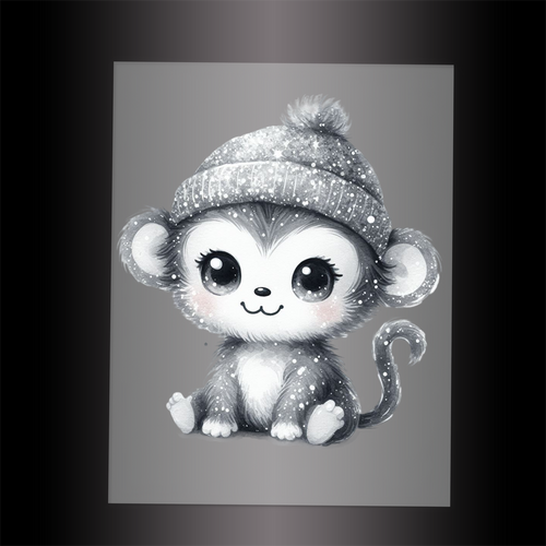 (DTF-GLIT501) GLITTER MONKEY - Garment Transfer