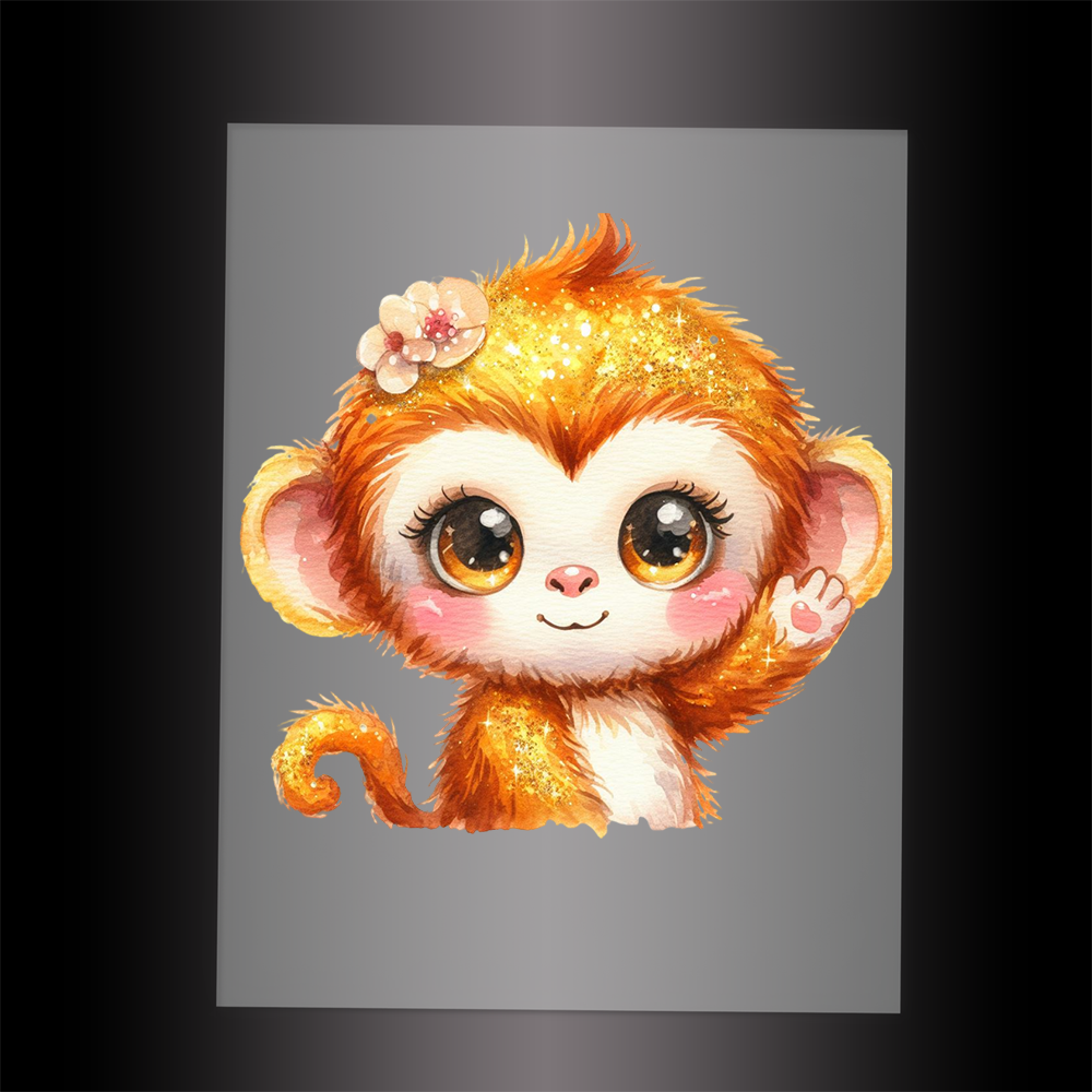(DTF-GLIT502) GLITTER MONKEY - Garment Transfer