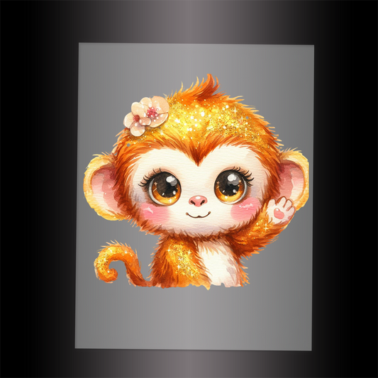 (DTF-GLIT502) GLITTER MONKEY - Garment Transfer