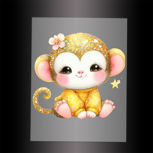 (DTF-GLIT503) GLITTER MONKEY - Garment Transfer
