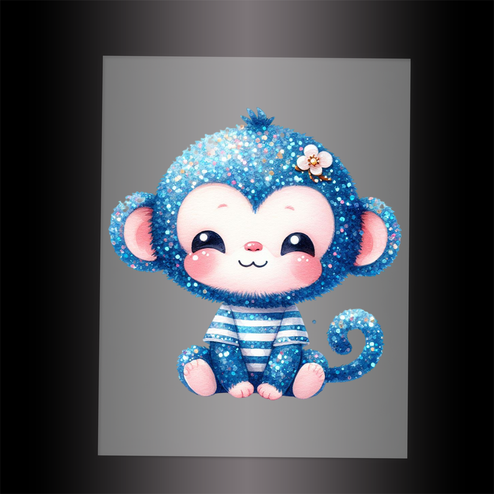 (DTF-GLIT504) GLITTER MONKEY - Garment Transfer