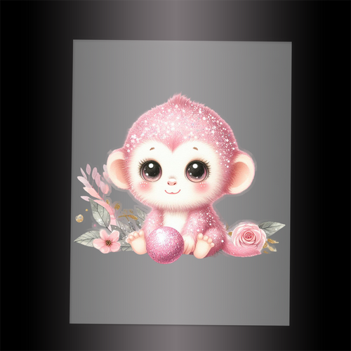(DTF-GLIT505) GLITTER MONKEY - Garment Transfer