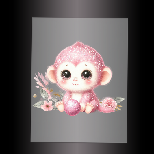 (DTF-GLIT505) GLITTER MONKEY - Garment Transfer