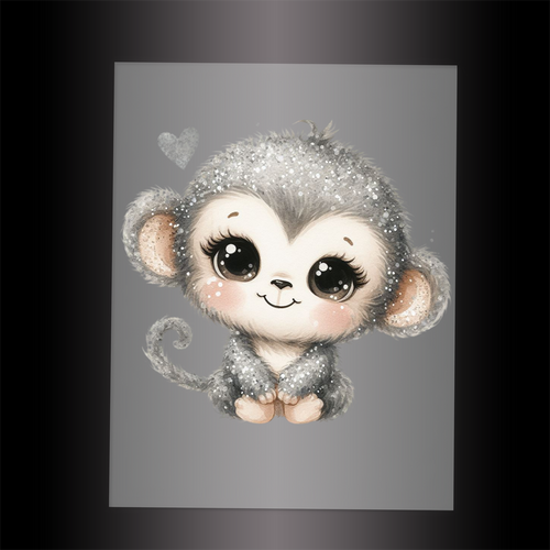 (DTF-GLIT506) GLITTER MONKEY - Garment Transfer