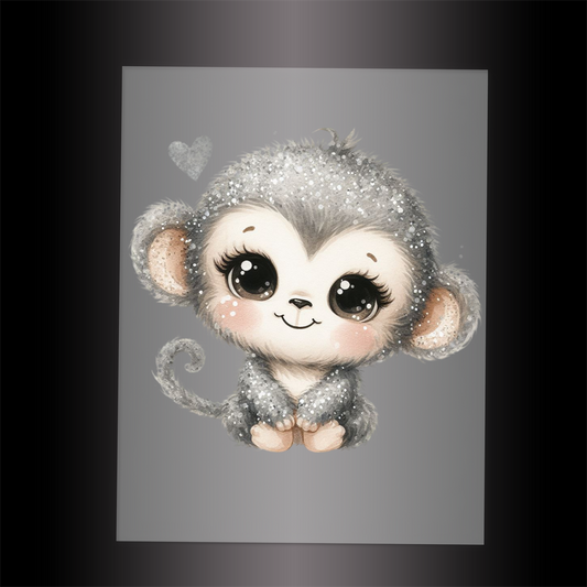 (DTF-GLIT506) GLITTER MONKEY - Garment Transfer