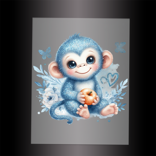 (DTF-GLIT508) GLITTER MONKEY - Garment Transfer