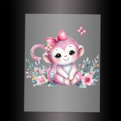 (DTF-GLIT511) GLITTER MONKEY - Garment Transfer