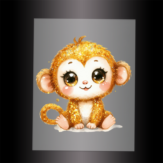 (DTF-GLIT514) GLITTER MONKEY - Garment Transfer