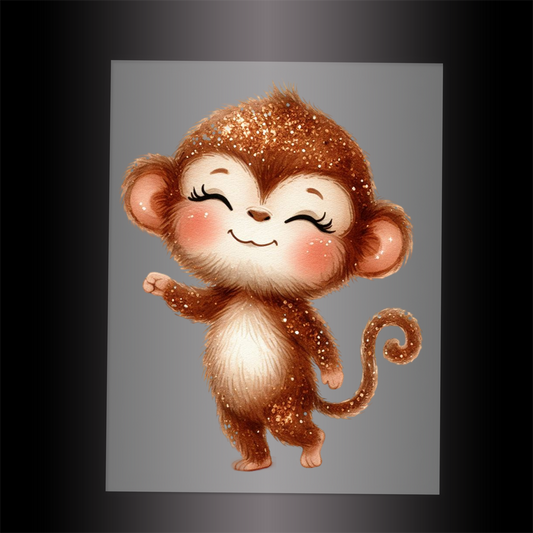 (DTF-GLIT515) GLITTER MONKEY - Garment Transfer