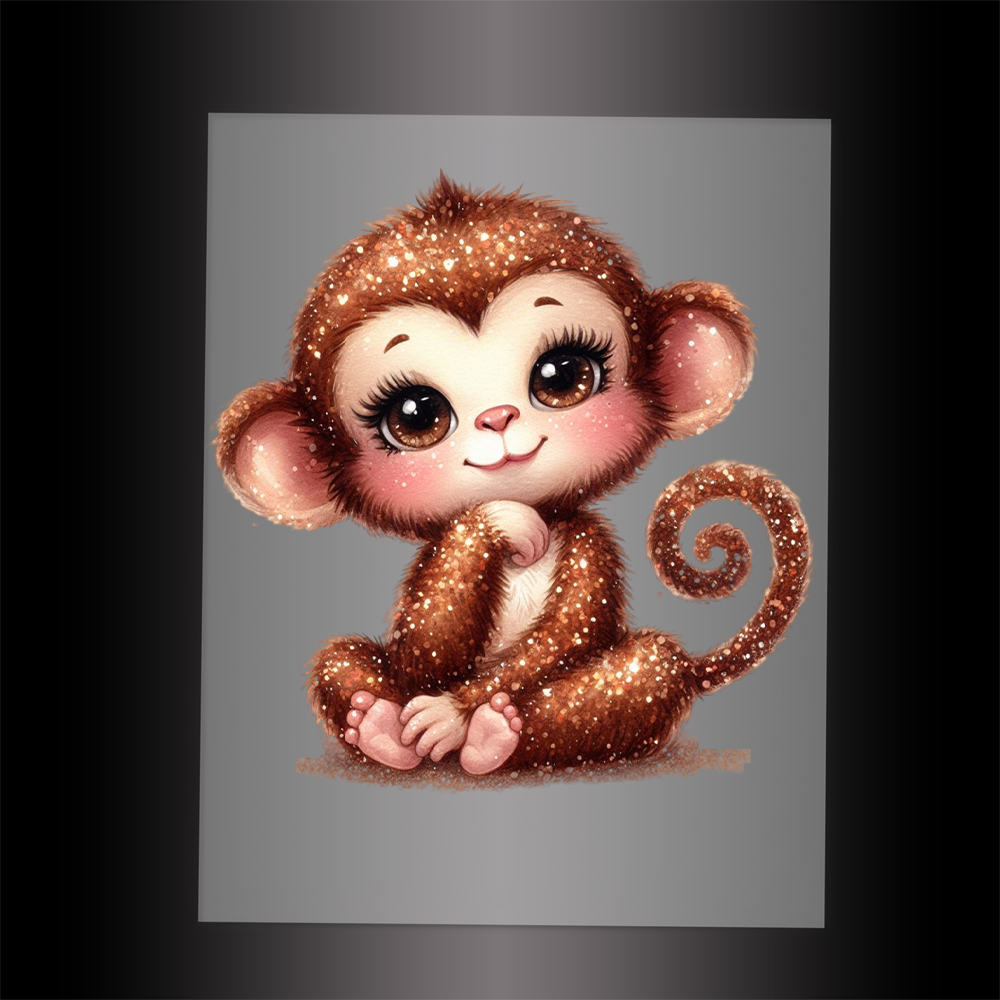 (DTF-GLIT516) GLITTER MONKEY - Garment Transfer