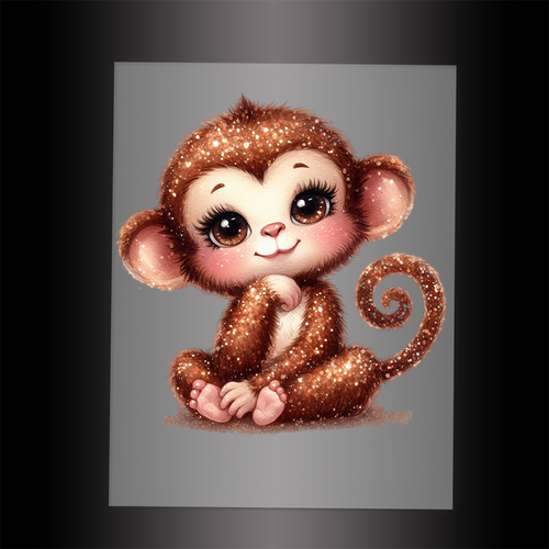 (DTF-GLIT516) GLITTER MONKEY - Garment Transfer