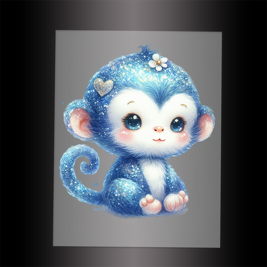 (DTF-GLIT517) GLITTER MONKEY - Garment Transfer