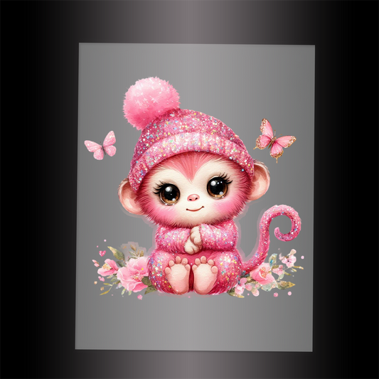 (DTF-GLIT518) GLITTER MONKEY - Garment Transfer