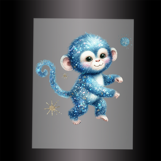 (DTF-GLIT519) GLITTER MONKEY - Garment Transfer