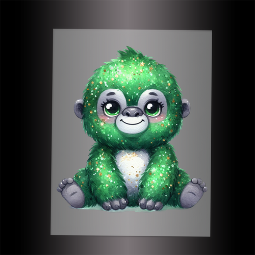 (DTF-GLIT524) GLITTER GORILLA - Garment Transfer