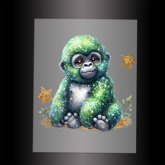 (DTF-GLIT525) GLITTER GORILLA - Garment Transfer